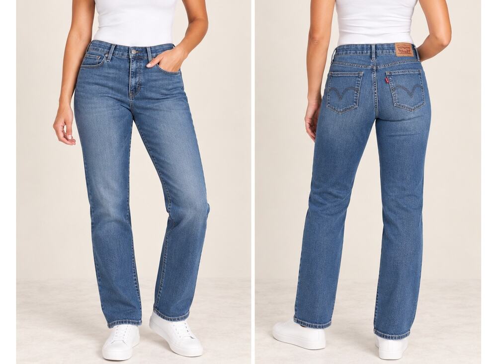 Levi’s 525 Perfect Waist Straight Leg Jeans Size 14 Medium Wash Stretch